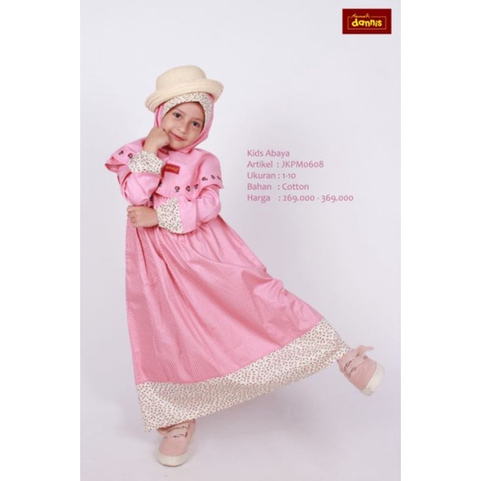 Abaya Kids By Dannis JAPM 0608 - Set Gamis Baju Muslim anak Motif Bunga Bordir Bahan Katun