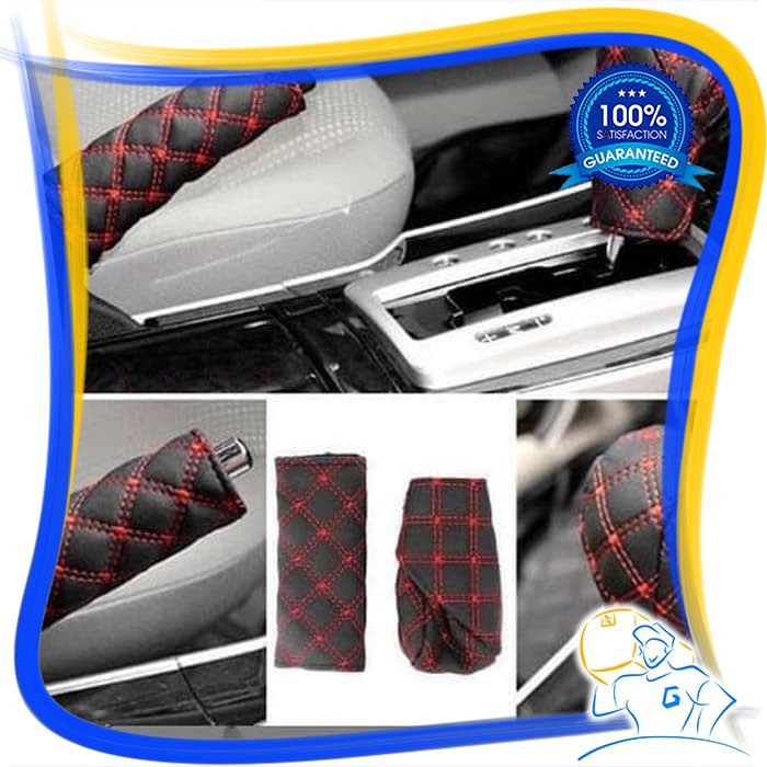 SARUNG COVER KULIT REM TANGAN GIGI PERSNELING INTERIOR MOBIL 2 IN 2