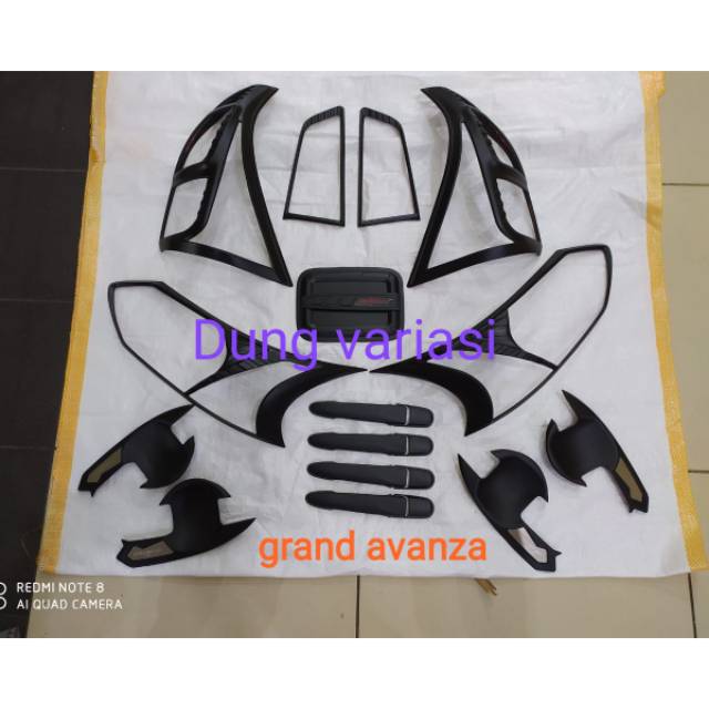 Paket lengkap luxury hitam grand avanza  Xenia veloz 2015  hitam outer handle tank cover garnish