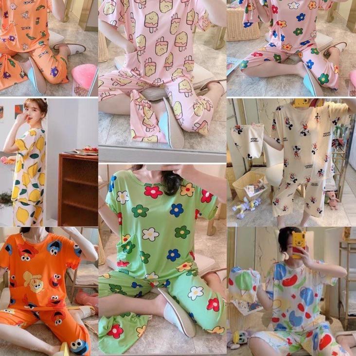 ♠ Piyama Import Setelan Celana 7/8 Baju Tidur Wanita Dewasa Import HPP078 ▼