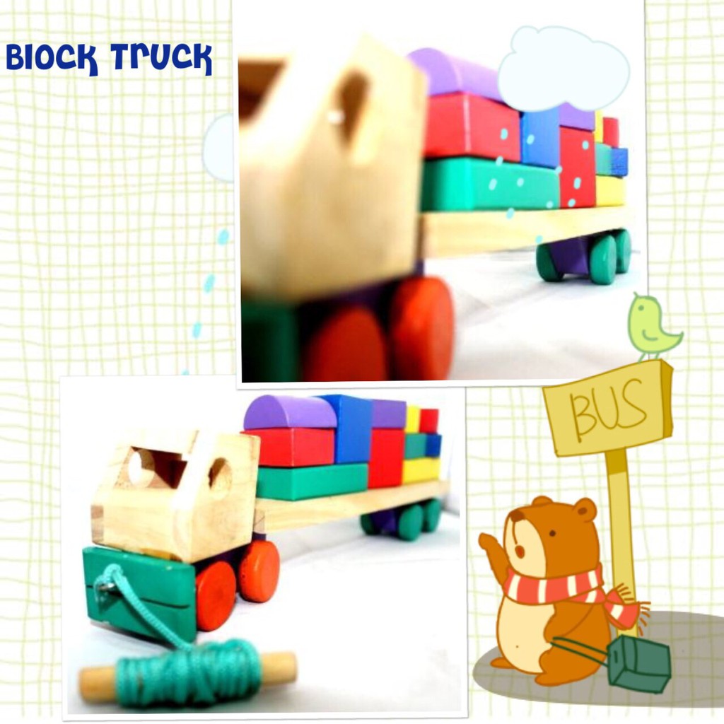 Mainan Edukatif / Edukasi Anak - Puzzle Balok Kayu - Mobil Truk Block