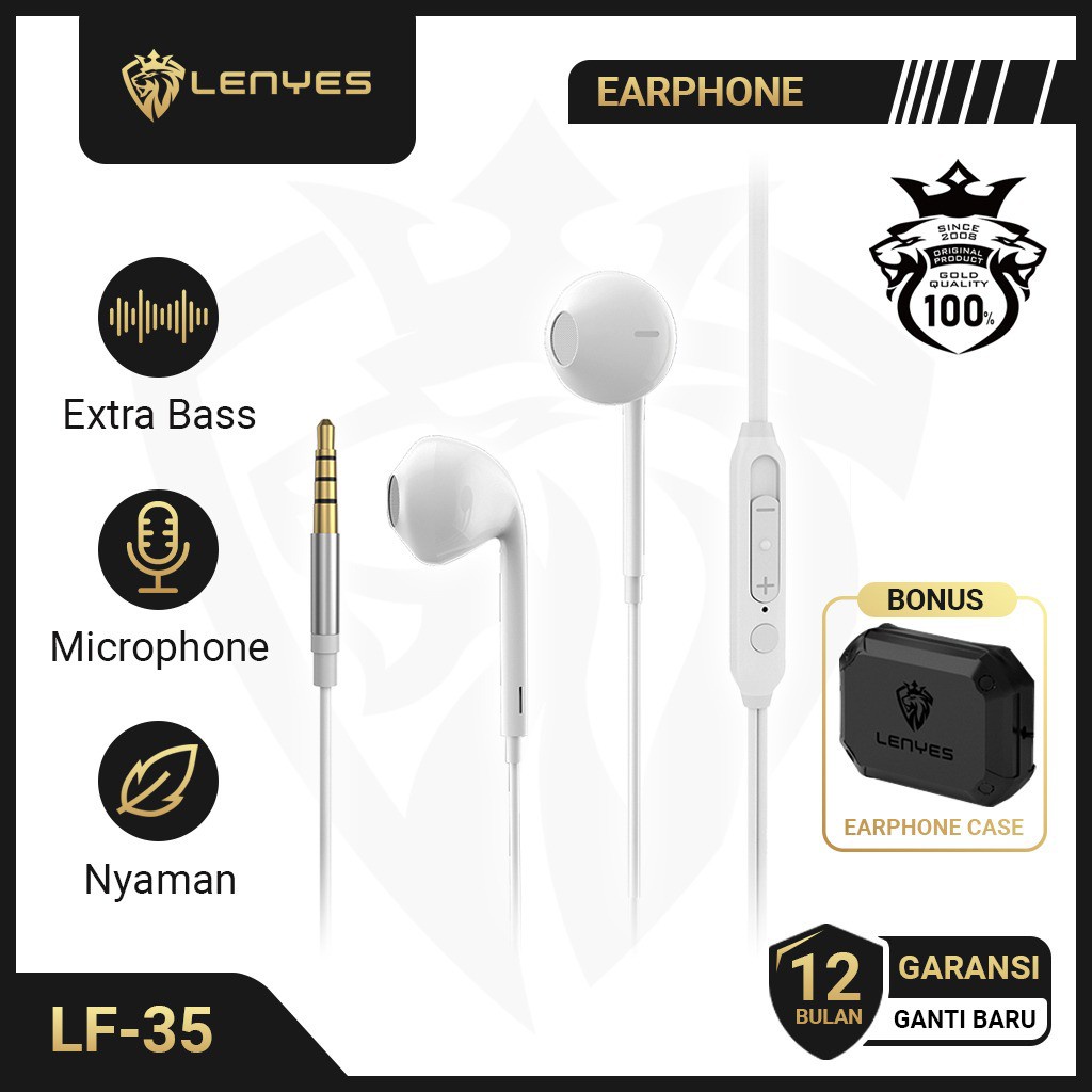 Lenyes headset LF35 in ear hifi stereo earphone extra bass with handfree microphone 3.5mm