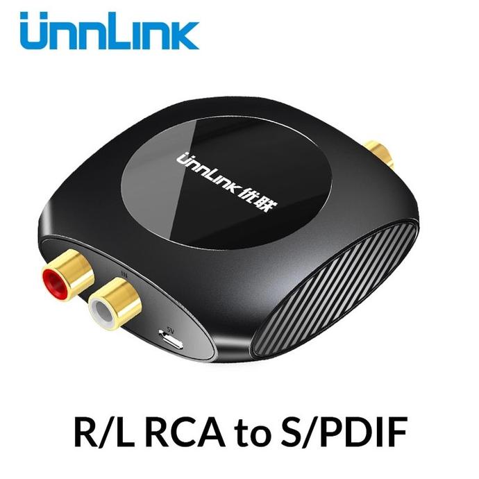 UNNLINK Analog to Digital Audio Converter ADC 96KHz RCA to Optic & Kbl