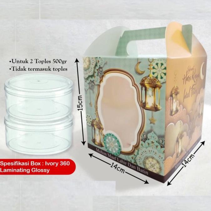 Box kotak toples Jinjing Lebaran Hampers Mika - Toska