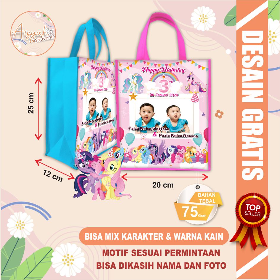 

tas ulang tahun / tas bingkisan ultah / tas ultah / goodie bag ultah / tas litle pony / kuda pony