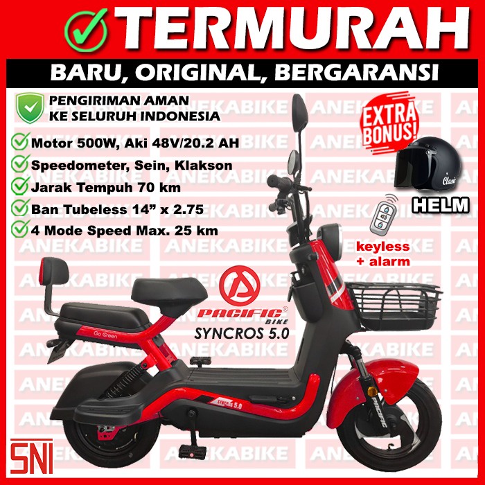 Sepeda Listrik Dewasa Pacific Syncros 5.0 Free Helm + Garansi Resmi, Sepeda Listrik Pacific Syncros 