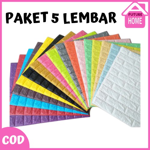 Paket hemat 5 Lembar Wallpaper 3D Modern Foam Batu Bata 70 X 77Cm Wall stiker