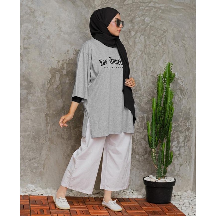 KAOS OVERSIZE TOP HIJAB WANITA BASIC LOS ANGELES / OVERSIZE SLIT BLOUSE