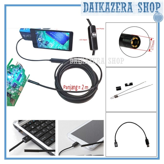 Kamera Endoscope Android 7mm 4cm Focal Distance 720P IP67 - 3,5 meter