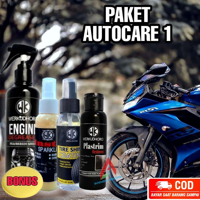 Paket perawatan kendaraan / Pembersih mesin / pengkilap body / Semir ban semi coating / penghitam body kasar permanen