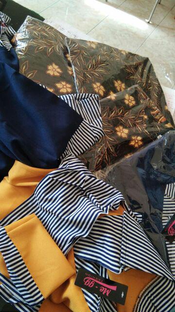 Pabrik Batik Hrb026 Kenongo Kemeja Batik Pria Tosca Pendek Pekalongan Padi M L Xl Sogan Tulis Halus