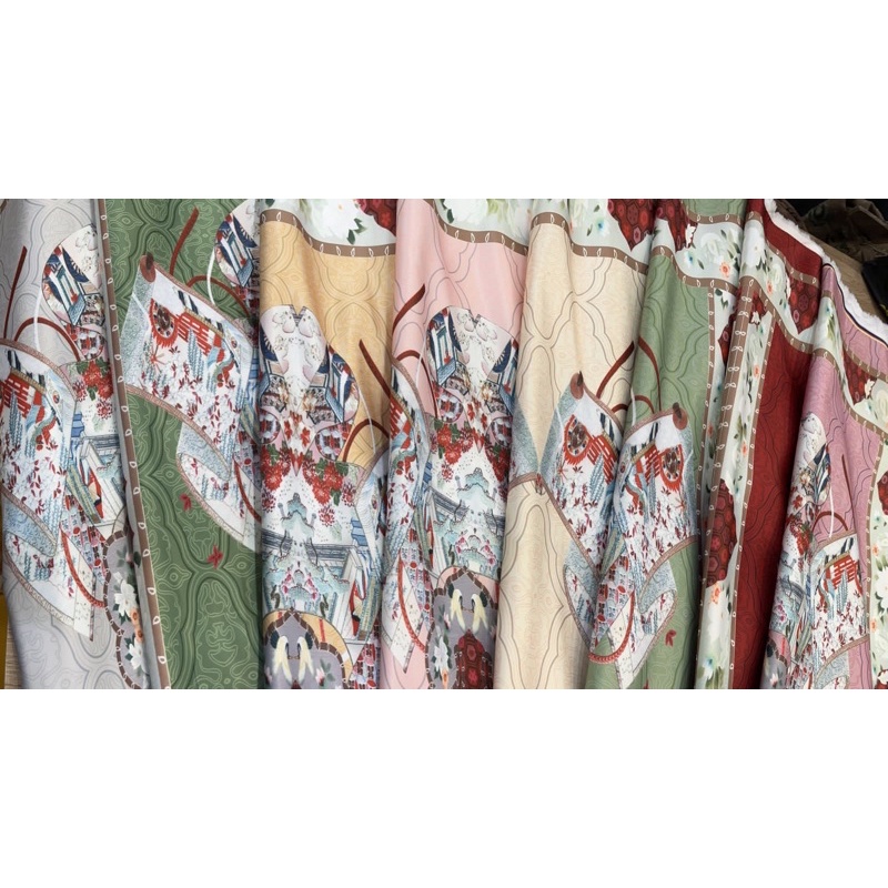Kain Cheongsam Motif Bangau, Kain Qibao, Bahan Imlek, Kain Seragaman Sangjit, Corak Bangau Chinese, 