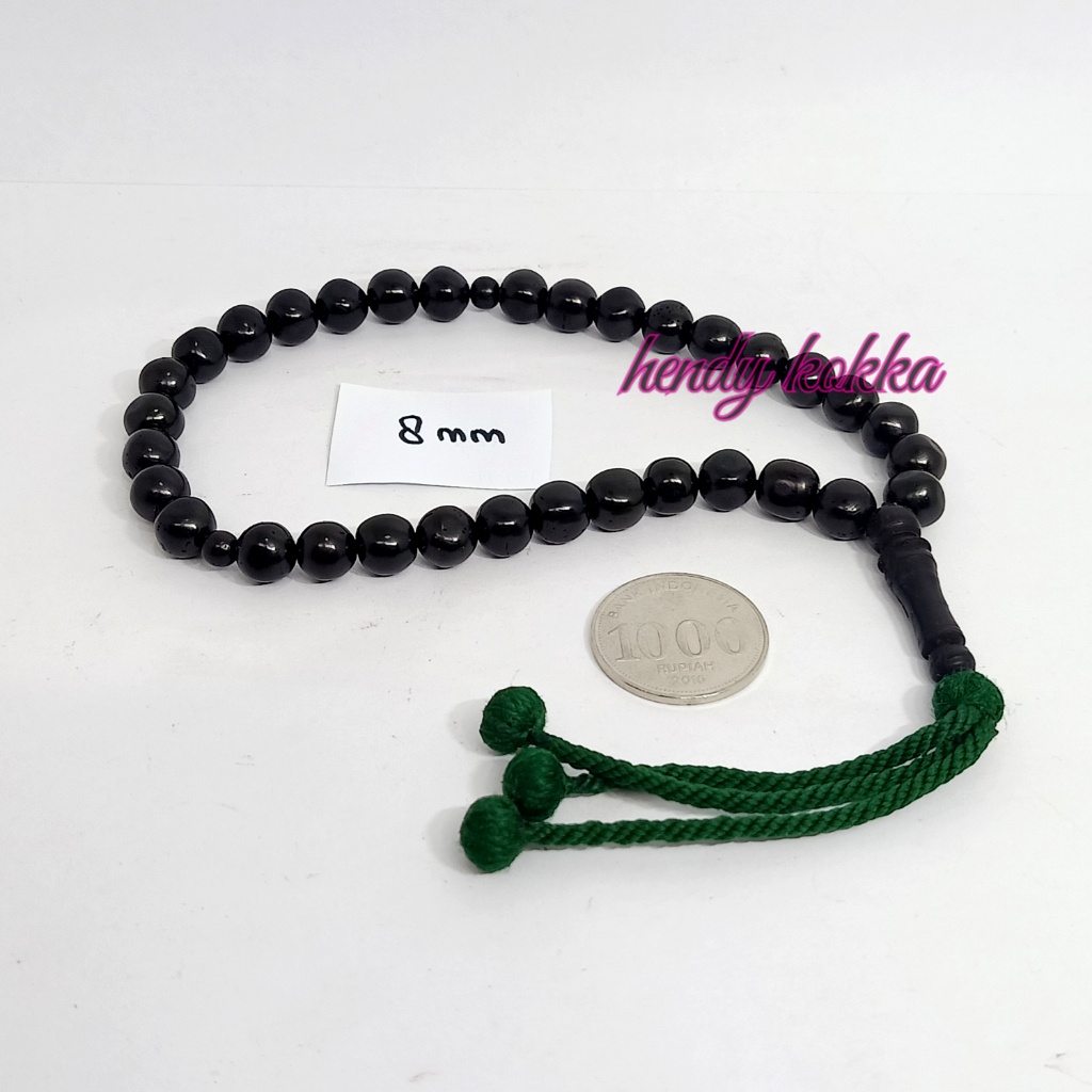 5pcs tasbih 33 kokka kaukah bulat rumbai 8mm HITAM