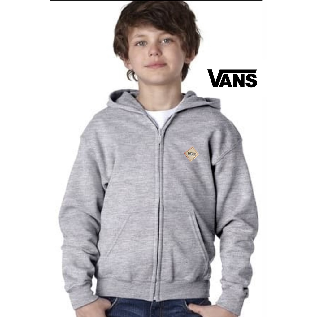 JAKET ANAK ZIPPER SWEATER HOODIE TEMPEL KULIT VANS KEKINIAN TERBARU BAHAN FLEECE USIA 2TAHUN SAMPAI 12TAHUN LAKI LAKI PEREMPUAN