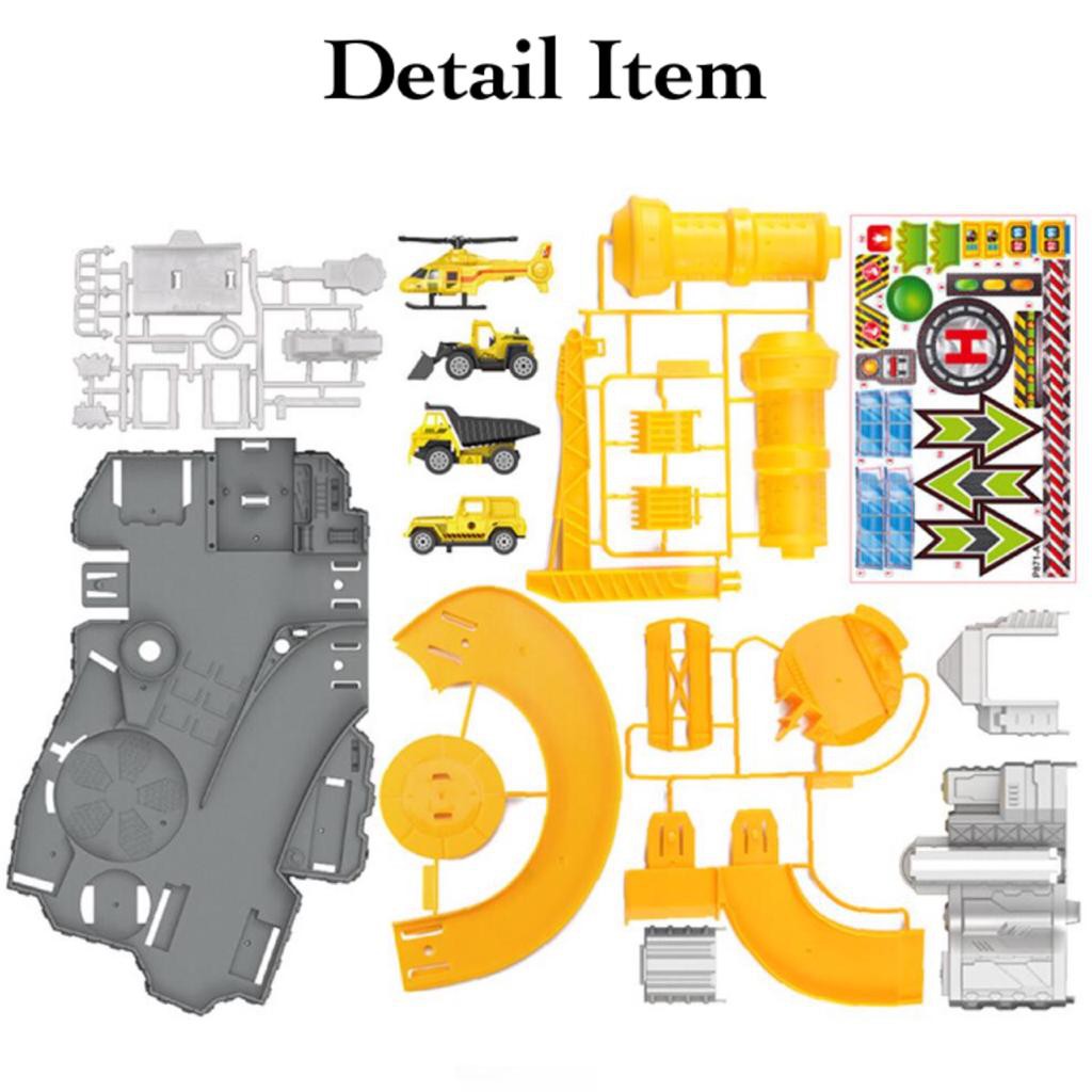 [MS]Mainan Anak Mobil Track Konstruksi Set Dock Tempat Reparasi