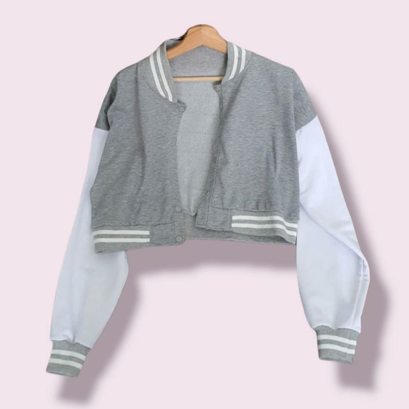 BASEBALL CROP BUTTON | KOREA STYLE VARSITY | jacket wanita