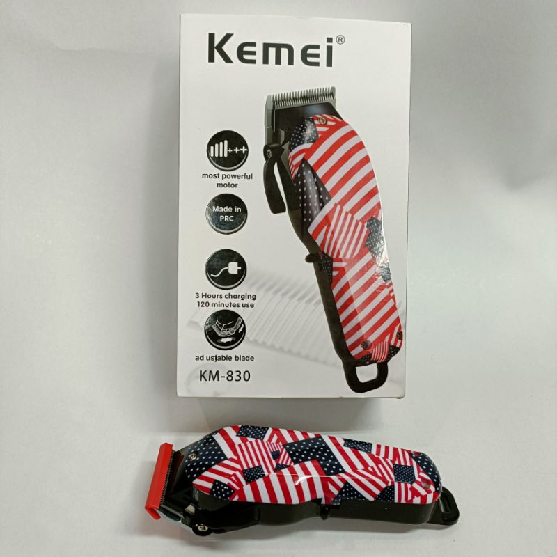 Kemei Hair Cliper Km 830 Alat Cukur Rambut Cas Motif Elektrik Hair Clipper Cordless  Professional