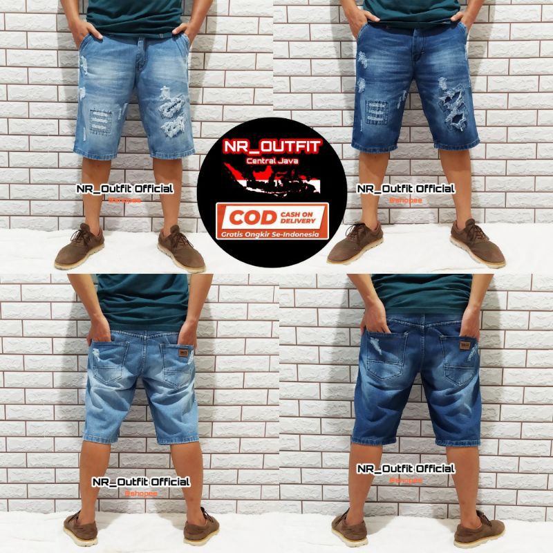 Celana Ripped Jeans Sobek Pendek Pria High Quality Distro Cowok 27-38