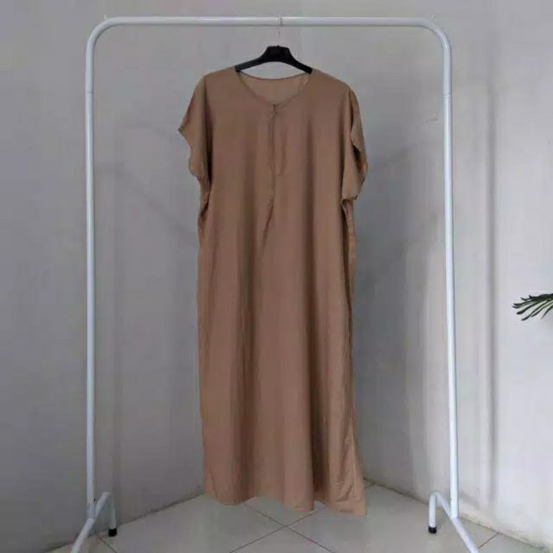 BUSUI FRIENDLY DASTER POLOS BUSUI PANJANG SEMATA KAKI RAYON DASTER LONG KEKINIAN-Coklat Susu