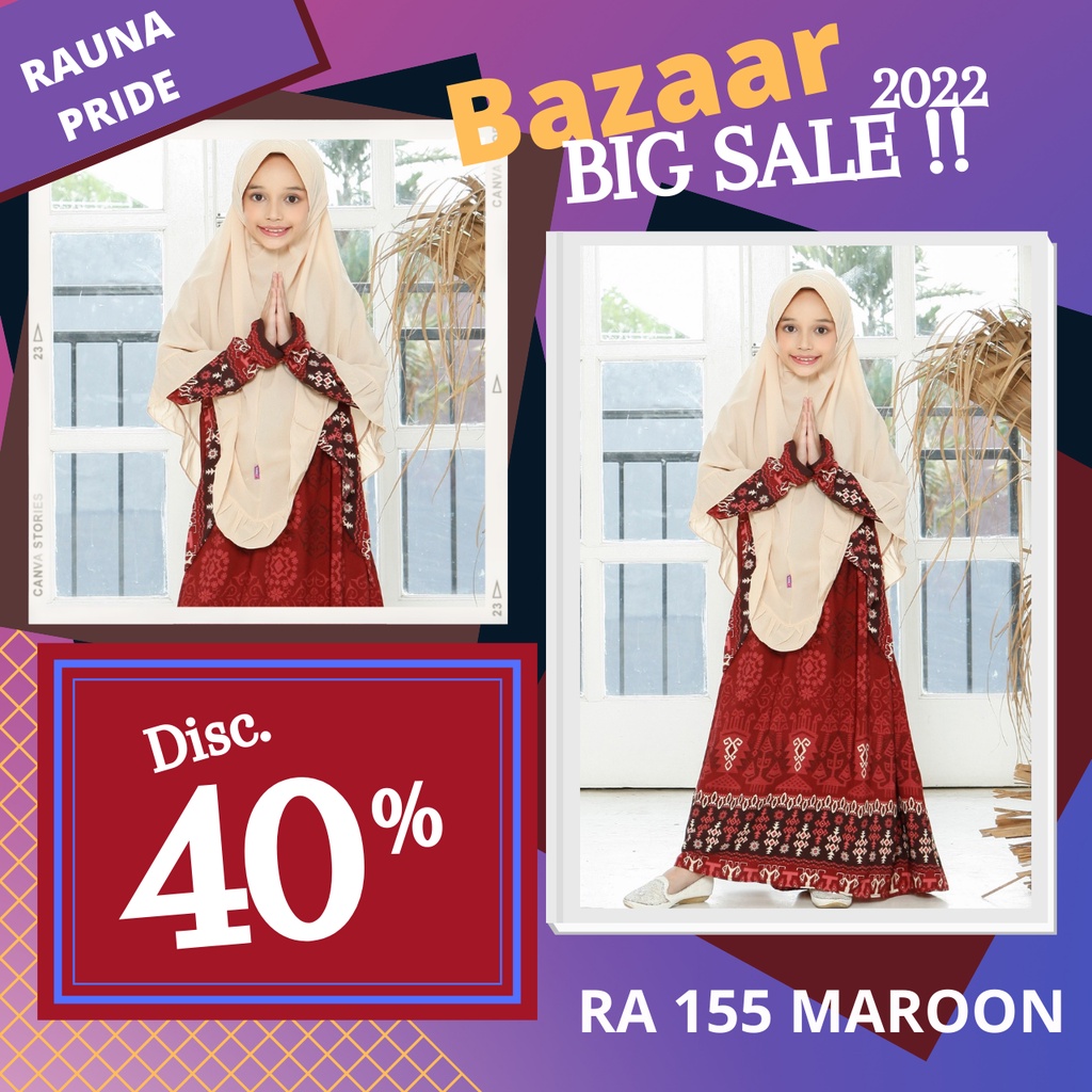 BIG SALE 2022 / BAJU GAMIS ANAK RAUNA RA 155 MAROON / BAJU GAMIS ANAK RAUNA PROMO / RAUNA GAMIS ANAK