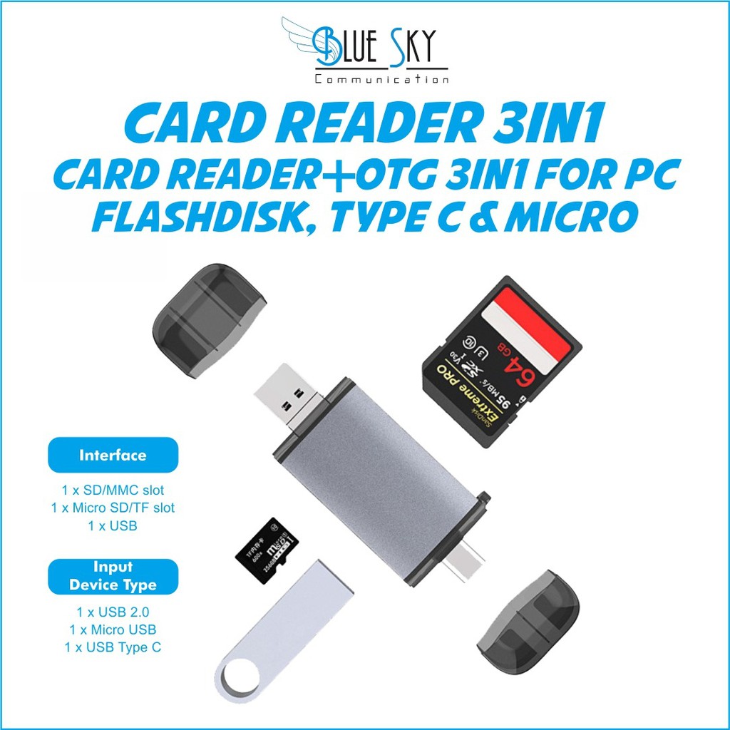 CARD READER PLUS OTG 3 IN 1 USB T-933A