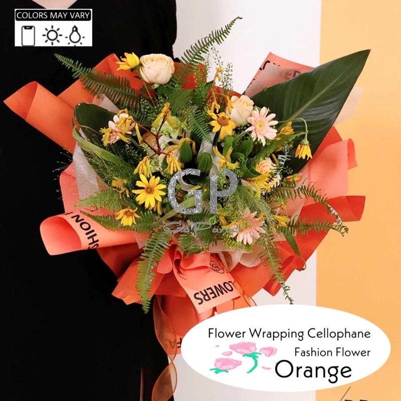 ( 5 Lembar ) FASHION FLOWER - FLOWER WRAPPING PAPER KOREAN PLASTIC CELLOPHANE KERTAS BUNGA BUKET FLORIST CLASSI AESTHETIC