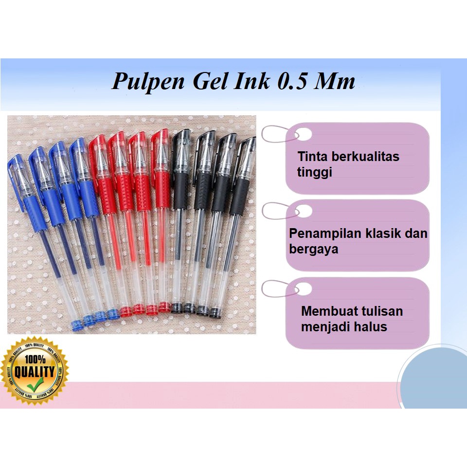 

Pulpen Gel Ink 0.5Mm Alat Tulis Kantor Sekolah Pena Pen Tinta Cair Standart Warna Merah Hitam Biru