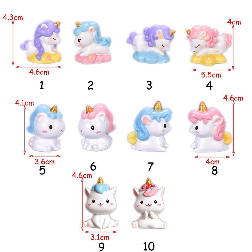 [Elegan] Patung Unicorn Untuk Anak Perempuan 1pcs Miniatur Kerajinan Taman Peri Hewan Lucu Model Unicorn