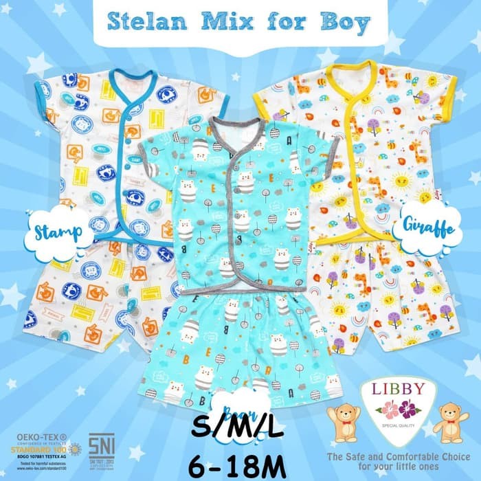 Libby Setelan Baju dan Celana Pendek Bayi (S,M,L) - (6-9m, 9-12m, 12-18m)