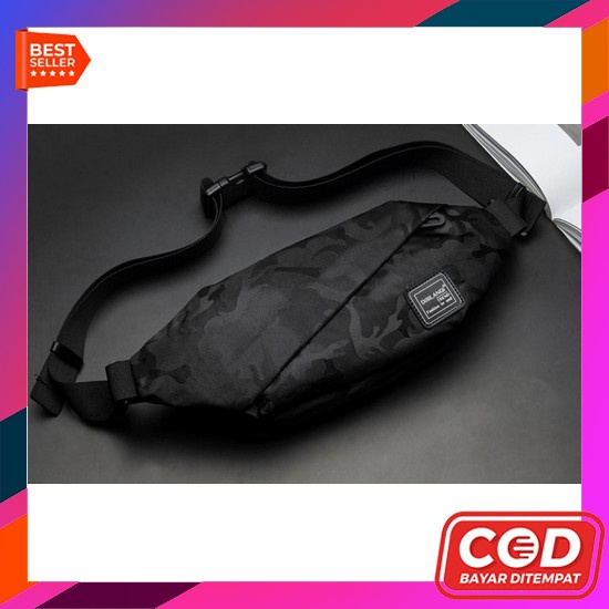 Tas Lacoste Messenger Tas Selempang Pria Nylon Black Camo Chestbag 4036