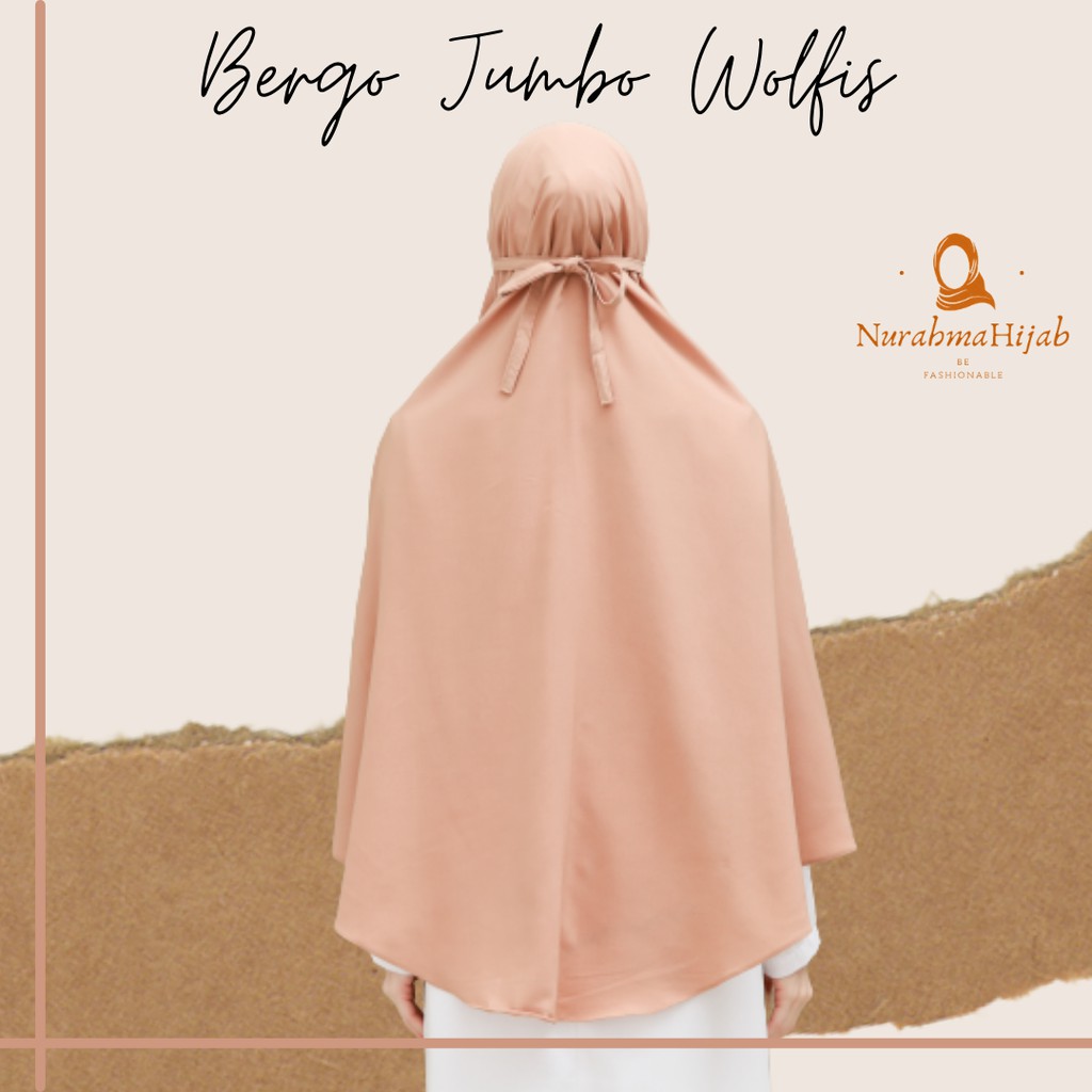 Khimar Bergo Jumbo Wolfis Non Ped / Khimar Jumbo Tali Non Ped / Hijab Instan Maryam Syari