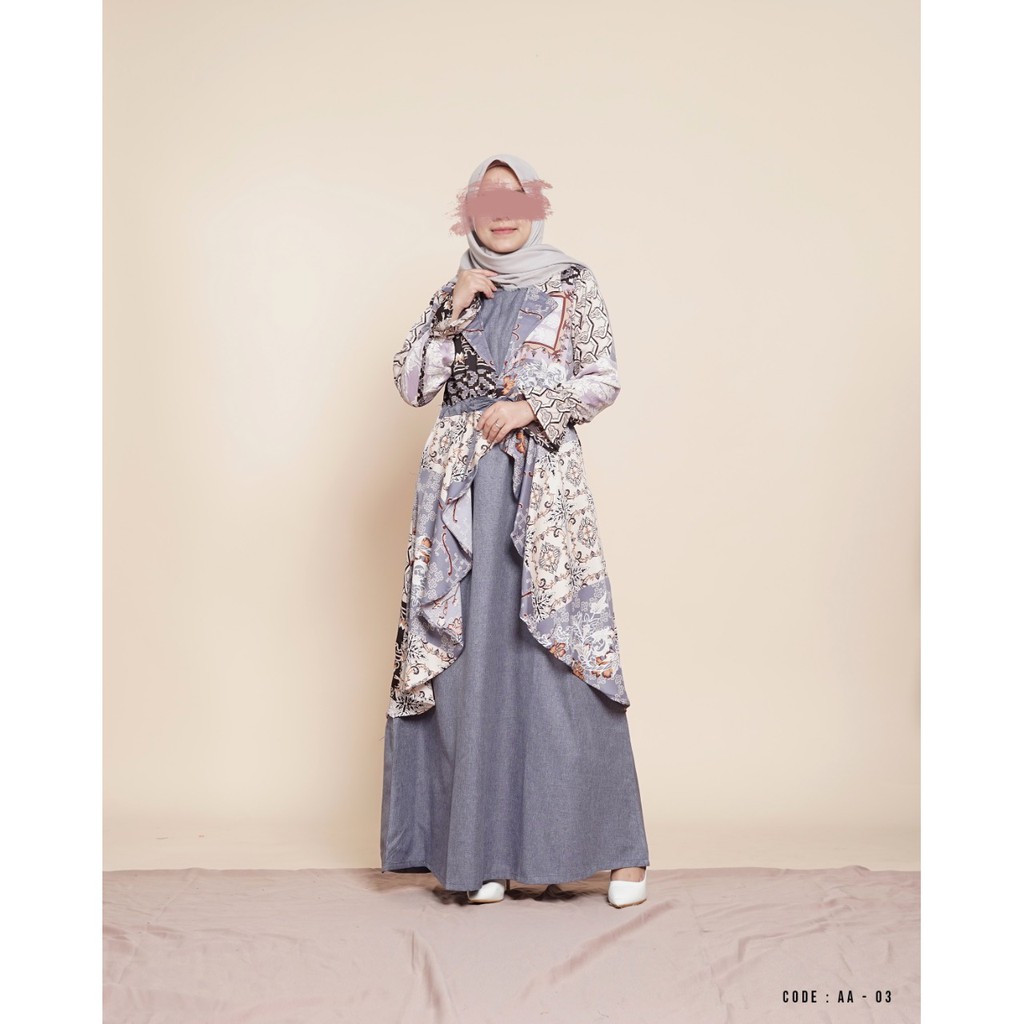 DRESS HIJAB BATIK AA03 | BAHAN COTTON WOLFIS |GAUN|CASUAL|BAJU BATIK|GAUN BATIK|HIJAB BATIK|FORMAL|