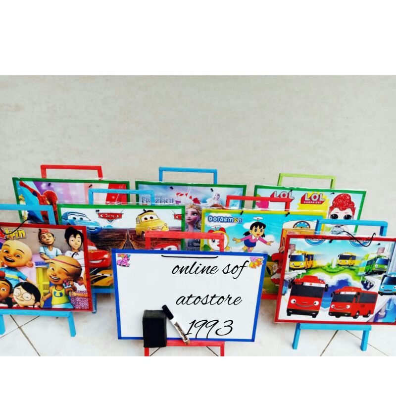 

papan tulis anak murah white board + Penyangah kayu+SPidol/ original by Ato_store