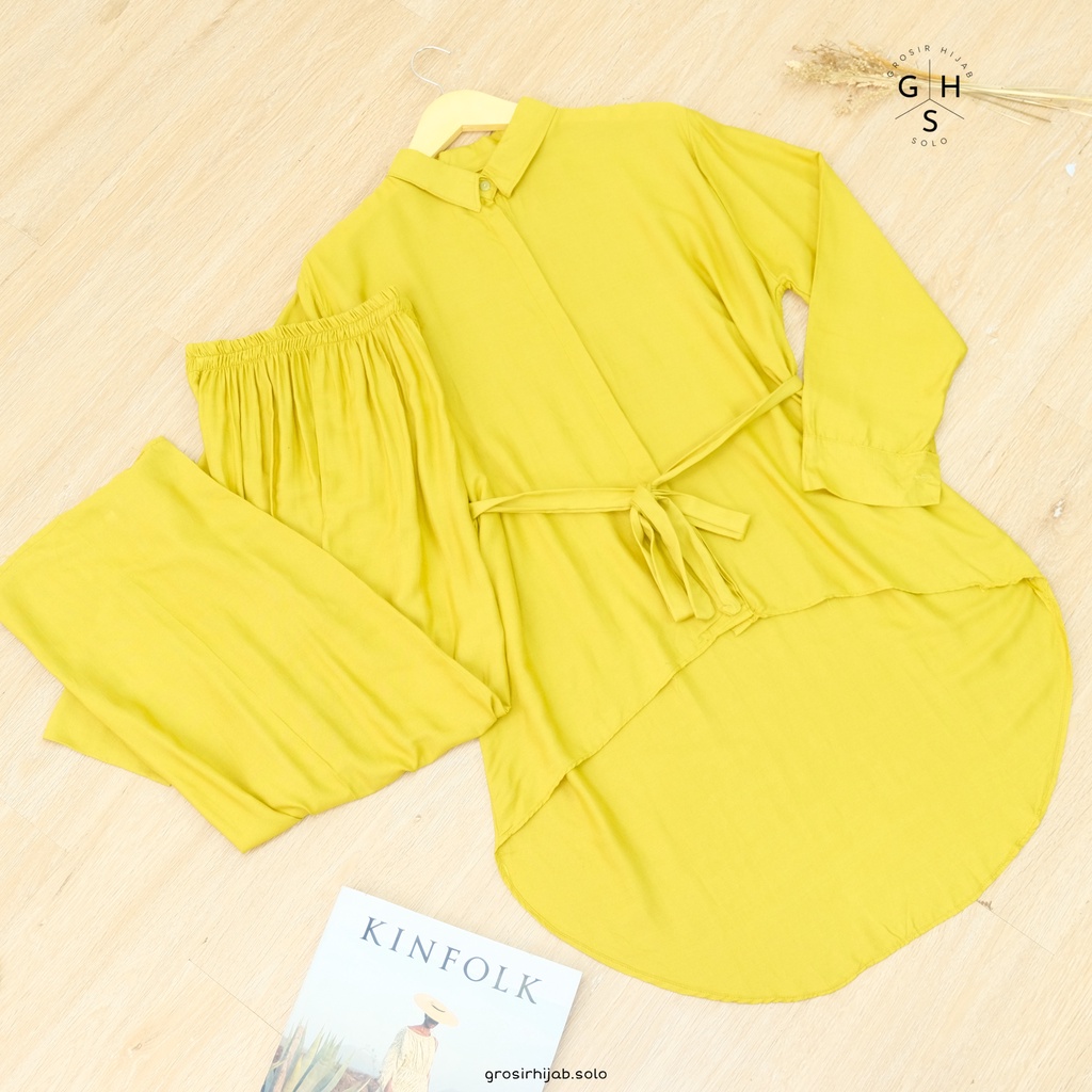 (RPA) ONE SET NEVA TUNIK ATASAN KEMEJA BLOUSE WANITA-ST NEVA LIME