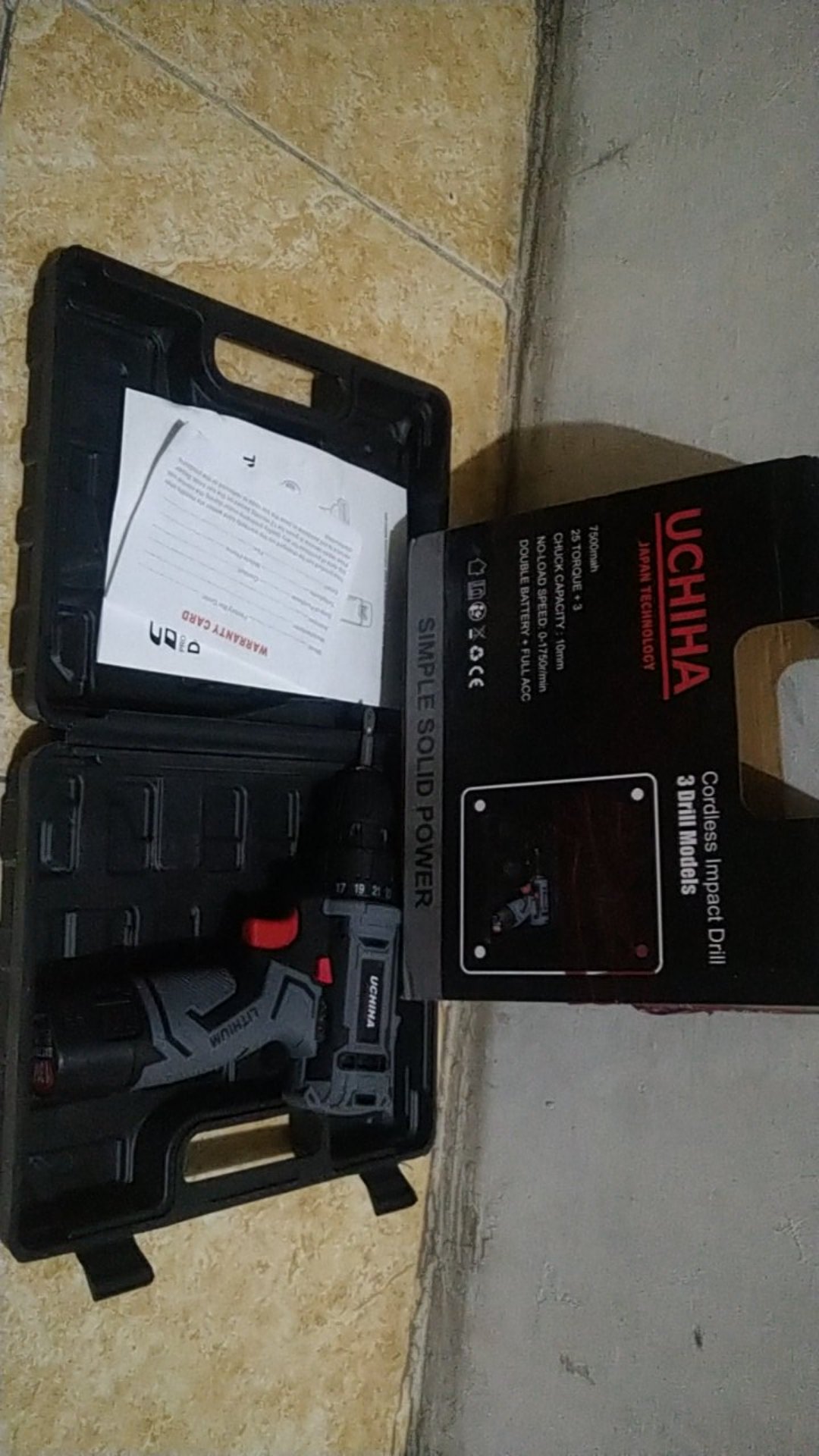 Mesin Bor Baterai Kayu Besi Obeng Elektrik Uchiha Japan Cordless Drill