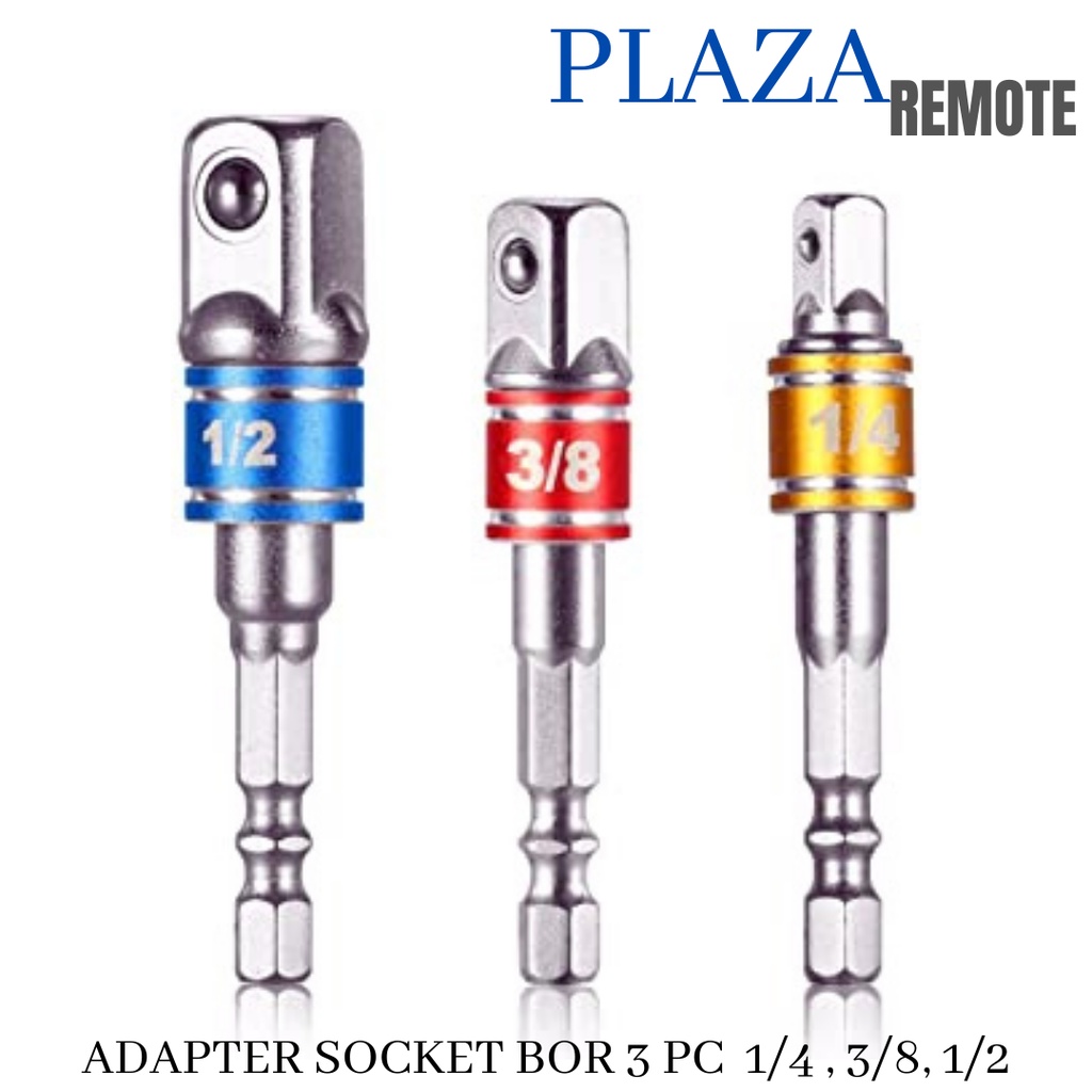 SQUARE TO HEX SHANK SOCKET ADAPTER KONVERTER DRIVE IMPACT SOCKET SOKET HEX 3 PCS