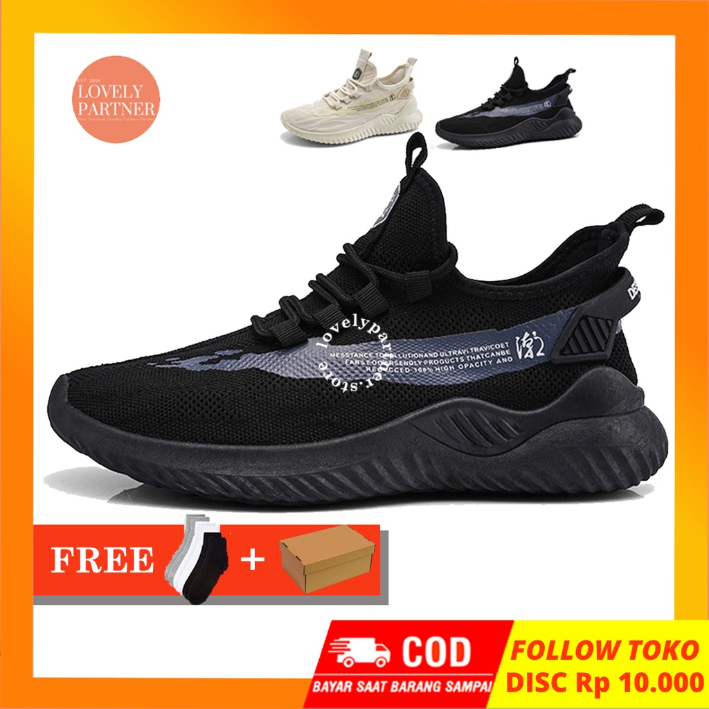 LP27 Sepatu Running Pria Tali Sneakers Shoes Sneaker Cowok Joging Sniker Lari Olah Raga Formal Olahraga Sport Laki Laki Karet Elastis Import Hitam Dan Putih Wanita Perempuan Converse Cewek Sekolah Kerja Casual Murah Keren Sepatu All Star Free Kaos Kaki