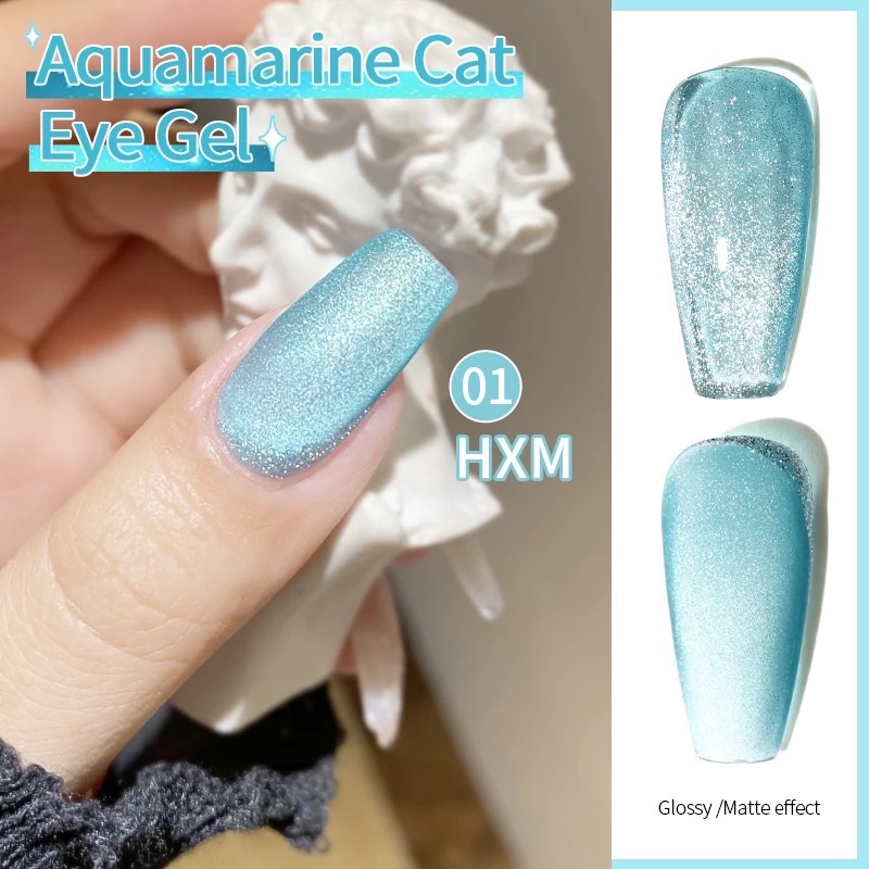 [FLASHES] Aquamarine Cat Eye 3D NAILS POLISH GEL KUTEK GEL 15ml Soak Off UV Gel