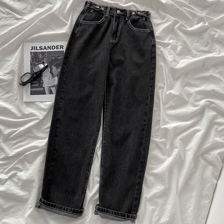 New Kekinian Highwaist Longgar Celana Kasual Jeans Wanita
