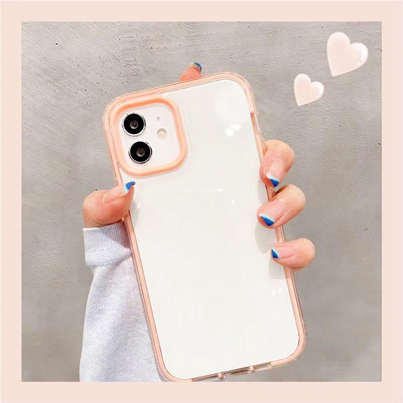 Soft Case Silikon Tpu Transparan 3 In 1 Warna Pelangi Compatible for Iphone 13 12 11 Pro Max Se2020 X Xr Xs Max 7 8 Plus 7plus 8plus SE 2020 Simple Personality Rainbow Color Transparent TPU Soft Silicone Anti-drop Phone Case Back Cover