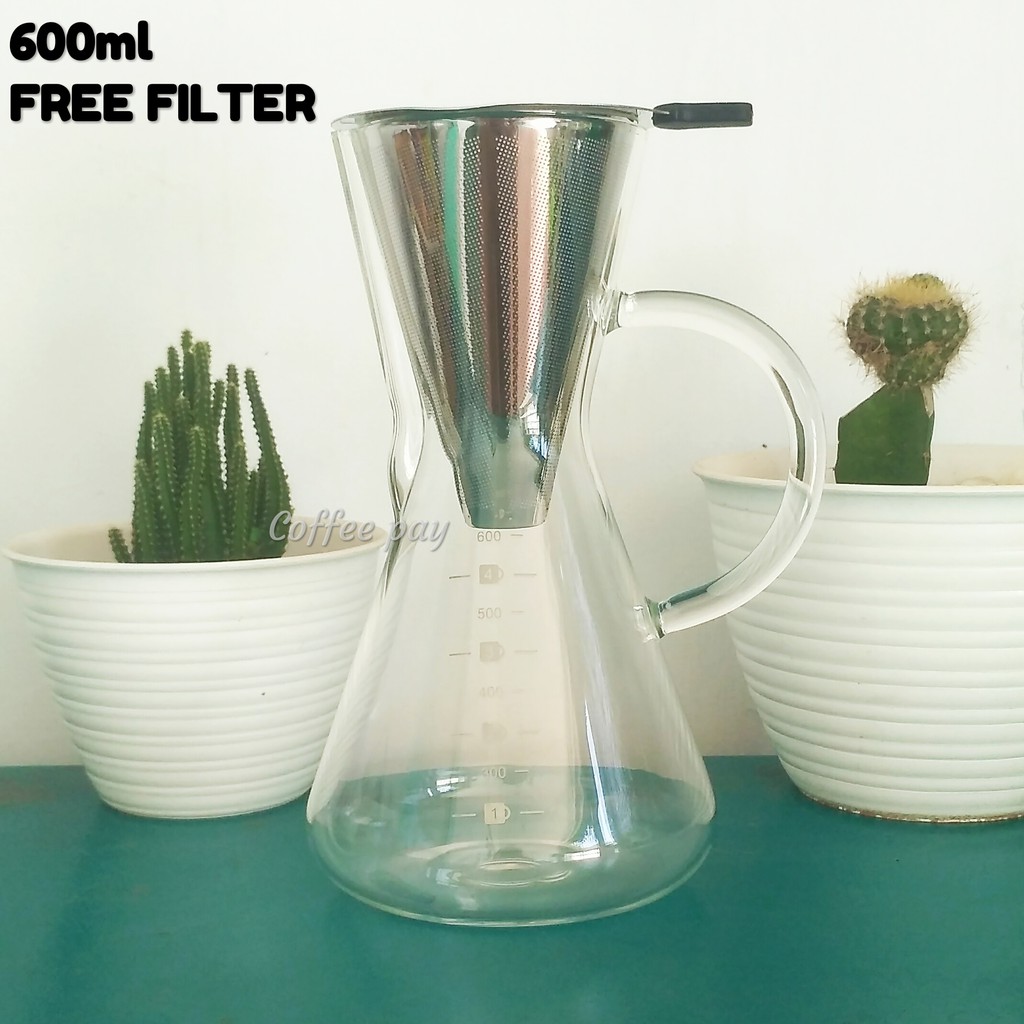 Heatproof glass decanter coffee server 600ml