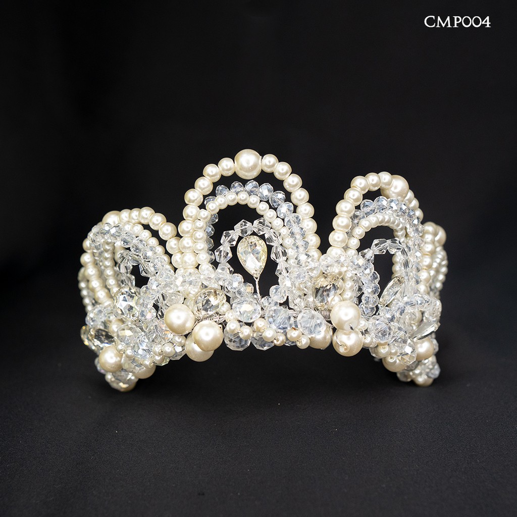 [BISA COD] WEDDING CROWN TIARA BRIDAL MAHKOTA AKSESORIS PESTA PUTIH CMP004