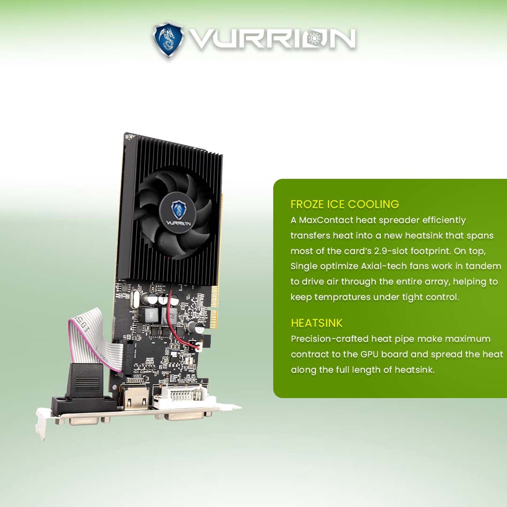 VGA Geforce Nvidia GT 220 1GB GDDR3 128Bit Vurrion [ LP -Low Profile ] GPU GT220 Garansi Resmi 2 Tahun