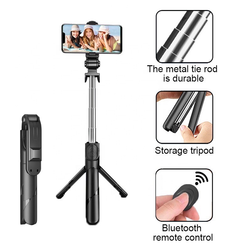 TRIPOD TONGSIS 3 in 1 / TONGSIS WIRELESS / TRIPOD BLUETOOTH REMOTE CONTROL / SELFIE STICK TRIPOD 360°, Tripod Bluetooth Selfie Stick LED Flash With Fill Light Tripod Expandable Tongsis Youtuber Live Broadcast Vlog Murah Import