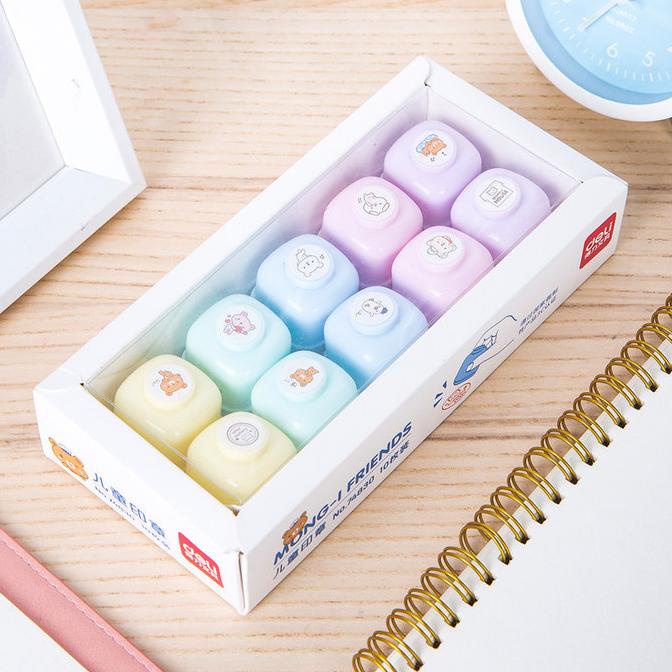 

PROMO Deli Stempel Gambar Kartun 10 PCS/Box dengan 4 Warna Cerah 74830