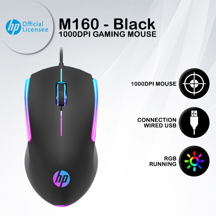 Mouse Gaming HP M160 - Mouse Gaming 1000DPI RGB USB