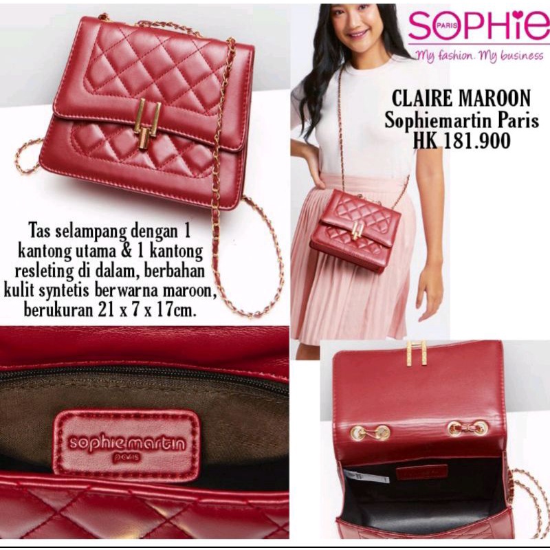 TAS CLAIRE MAROON SOPHIE PARIS