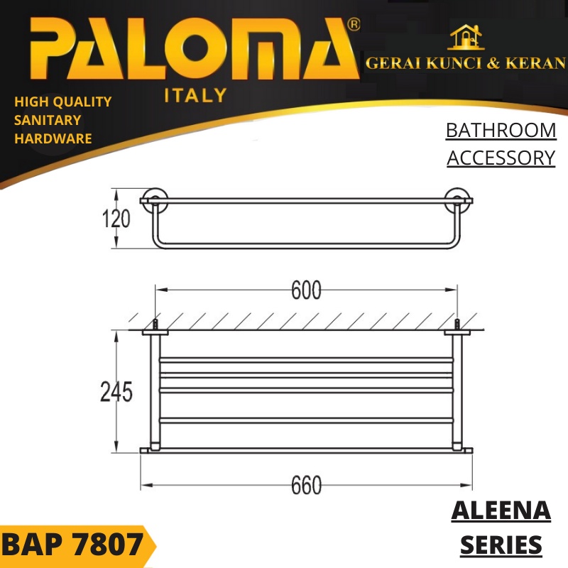 PALOMA BAP 7807 Rak Handuk Baju Gantungan Hanger Dinding Kamar Mandi