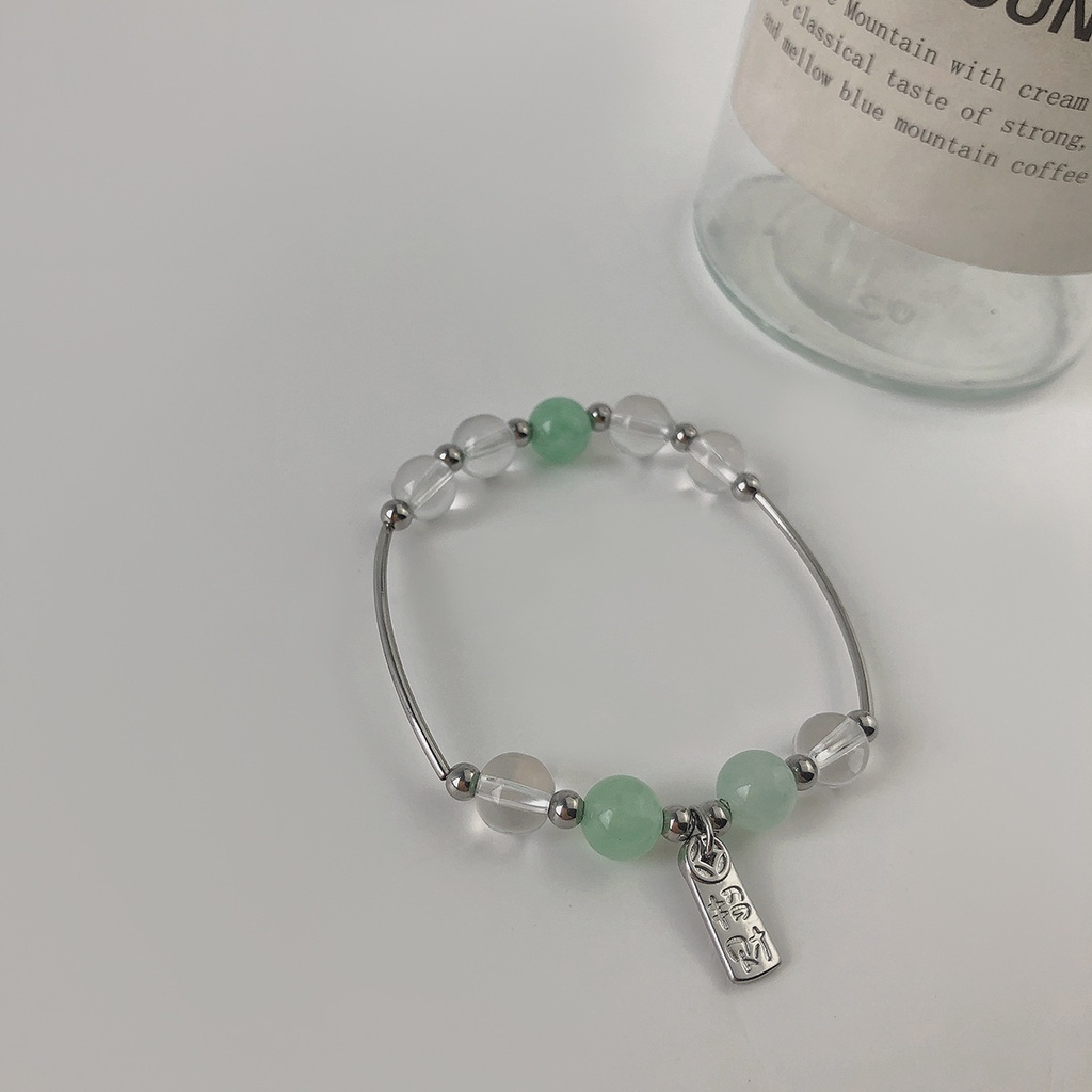 Amass fortunes mint hijau beaded gelang wanita In special interest Desain tinggi rasa Beruntung gela