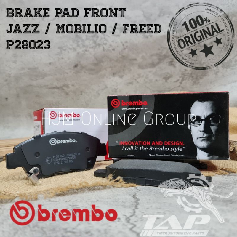 BRAKE DISC PAD - KAMPAS REM DEPAN JAZZ MOBILIO FREED P28023 BREMBO ORIGINAL